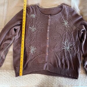 Vintage wool/cashmere blend cardigan with embroidery